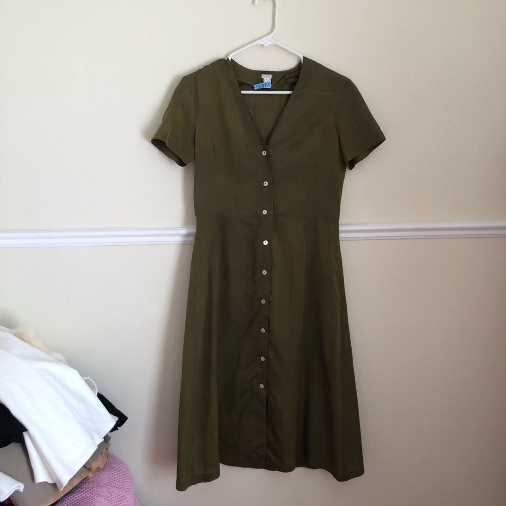 Vintage Silk Olive Dress
